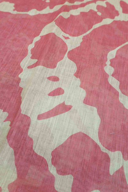 Pink Semi Linen Artsy Rings Printed Zari Border Floral Pallu Saree
