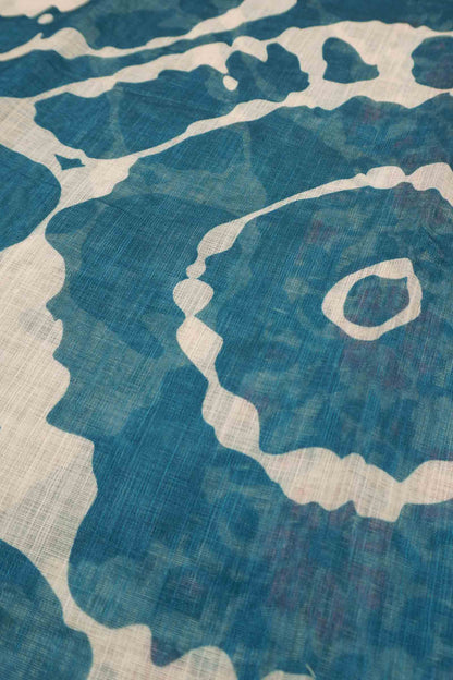 Grey Semi Linen Artsy Rings Printed Zari Border Floral Pallu Saree