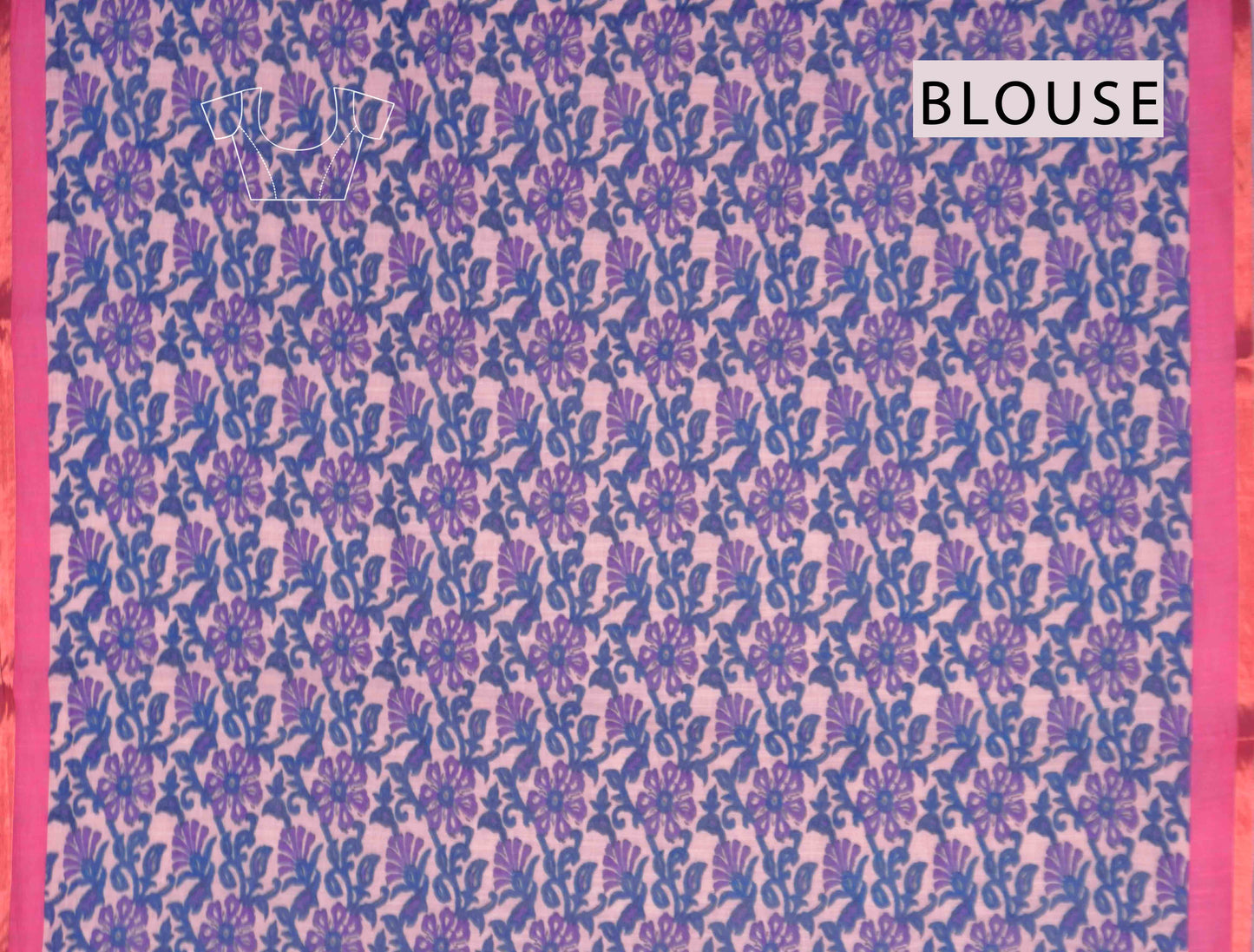 Violet Semi Linen Artsy Rings Printed Zari Border Floral Pallu Saree
