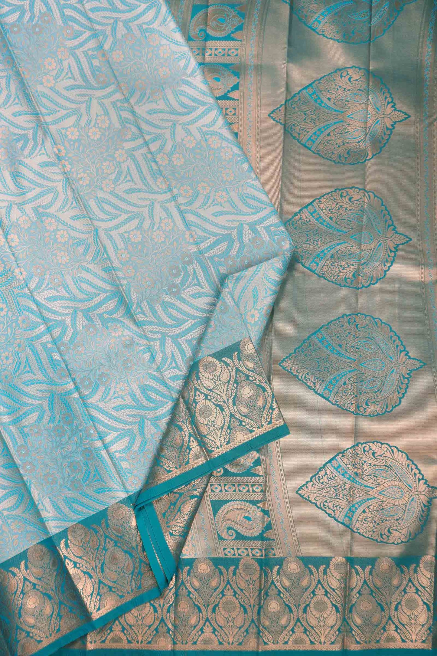 Sky Blue Semi Silk Rich Jacquard Zari Border Pallu Saree