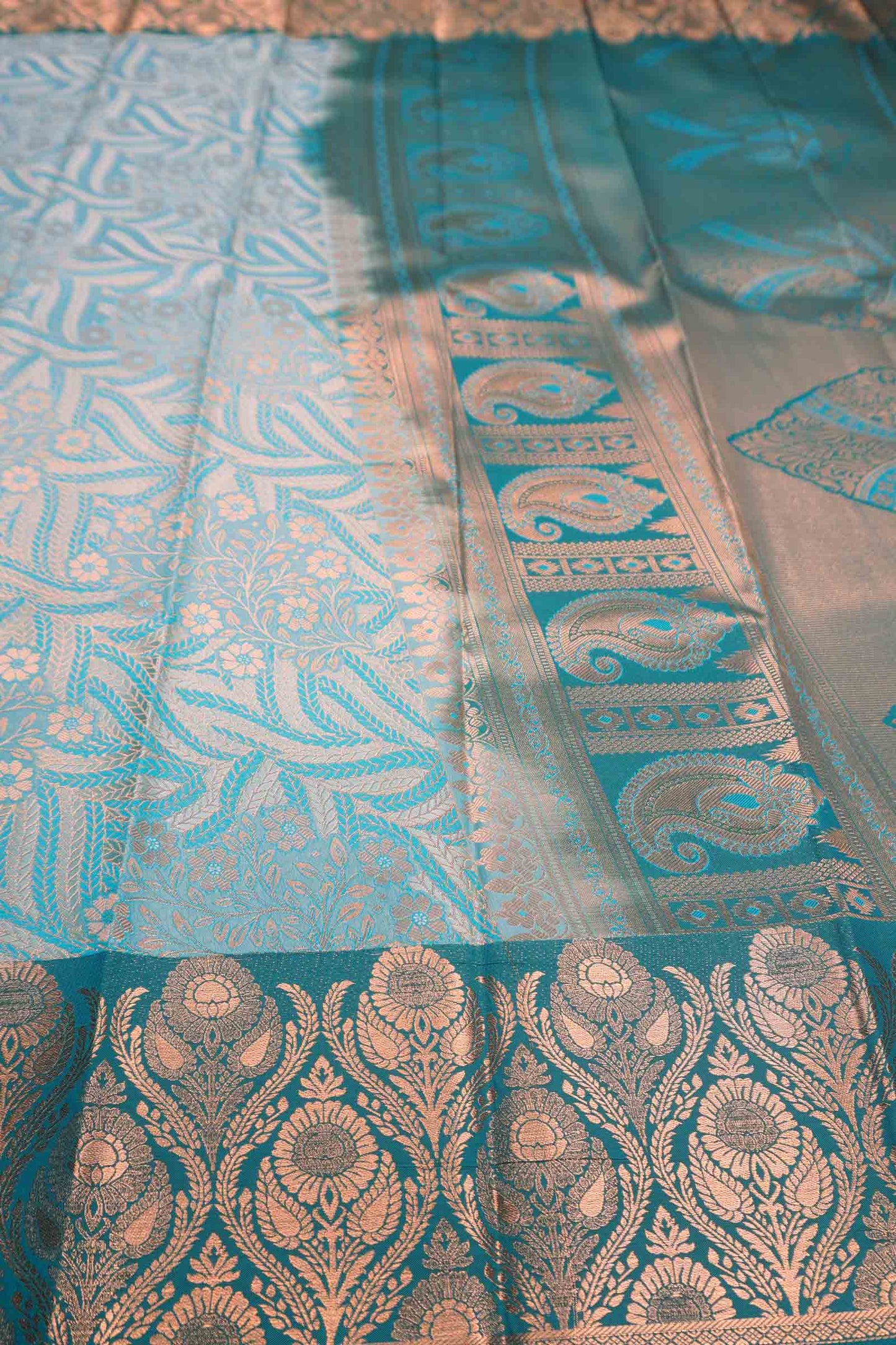 Sky Blue Semi Silk Rich Jacquard Zari Border Pallu Saree