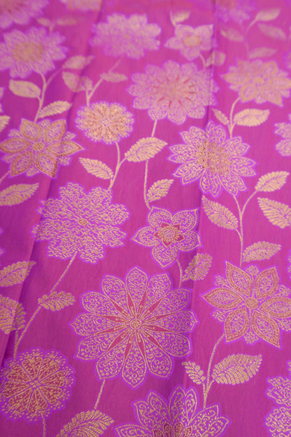 Magenta Pink Semi Silk Floral SelfJacquard Rich Pallu Saree