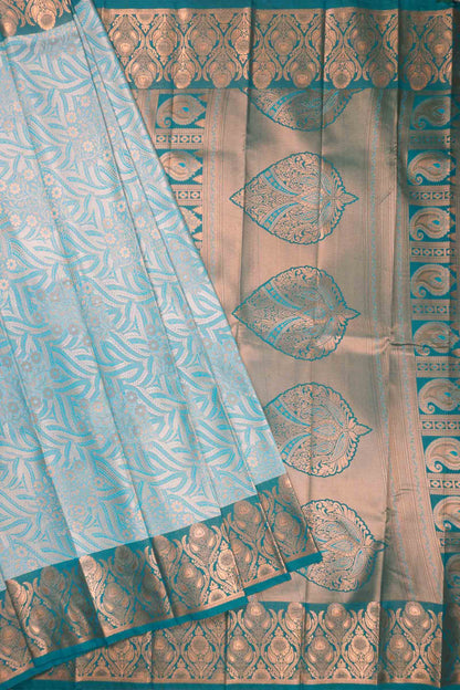 Sky Blue Semi Silk Rich Jacquard Zari Border Pallu Saree