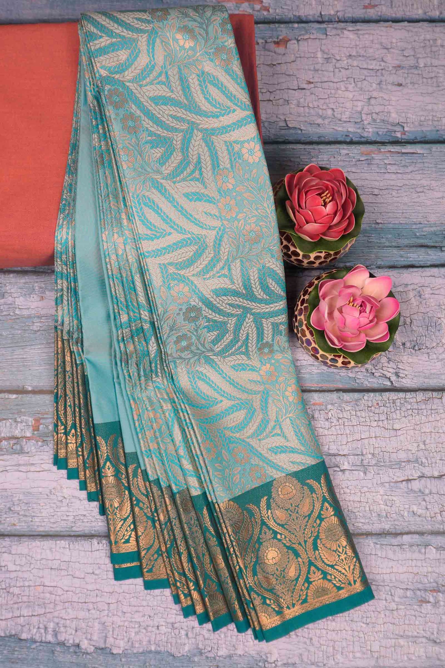 Sky Blue Semi Silk Rich Jacquard Zari Border Pallu Saree