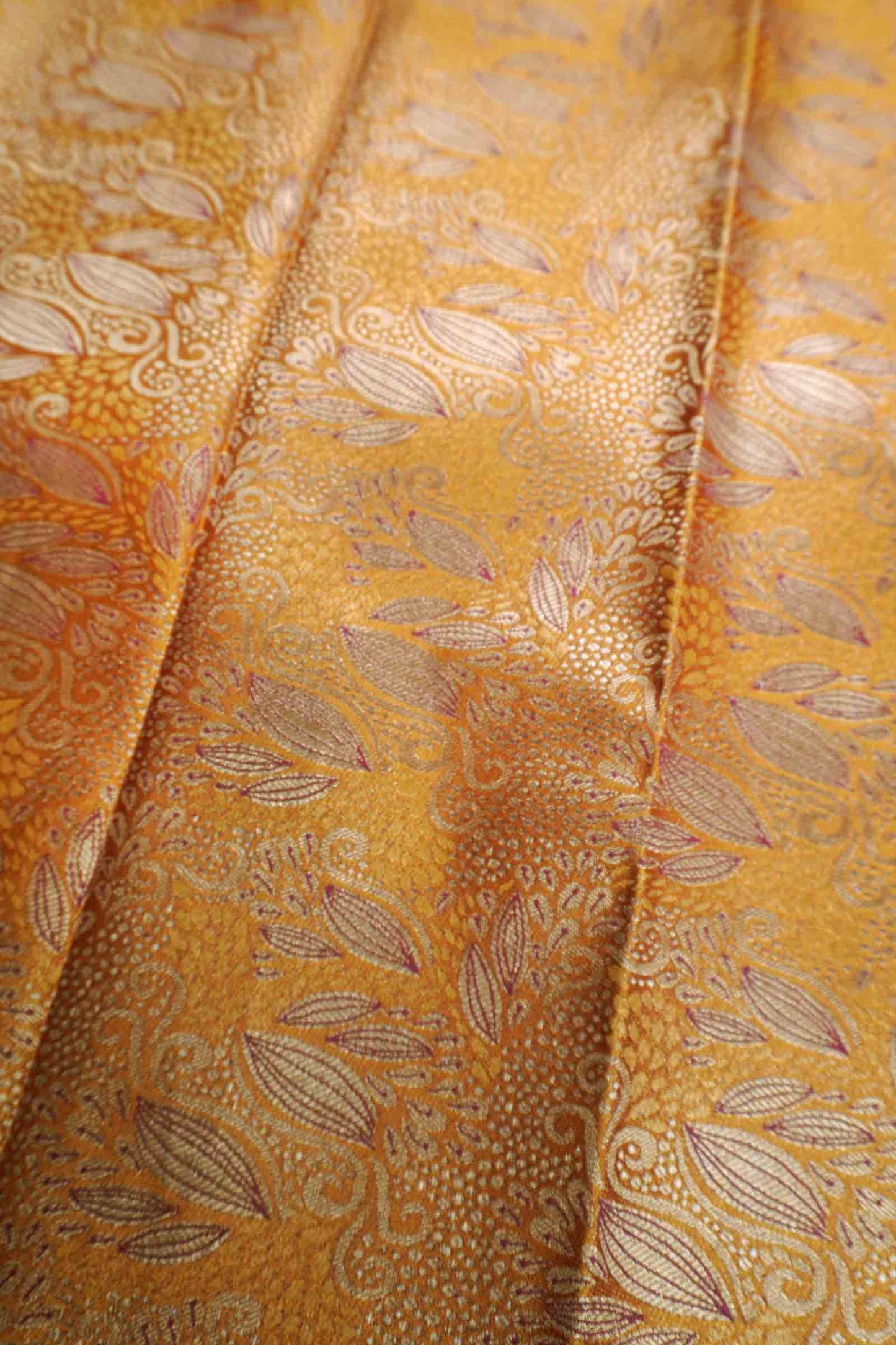 Mustard Yellow Semi Silk Rich Jacquard Pink Pallu Saree