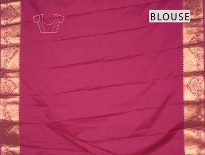 Mustard Yellow Semi Silk Rich Jacquard Pink Pallu Saree