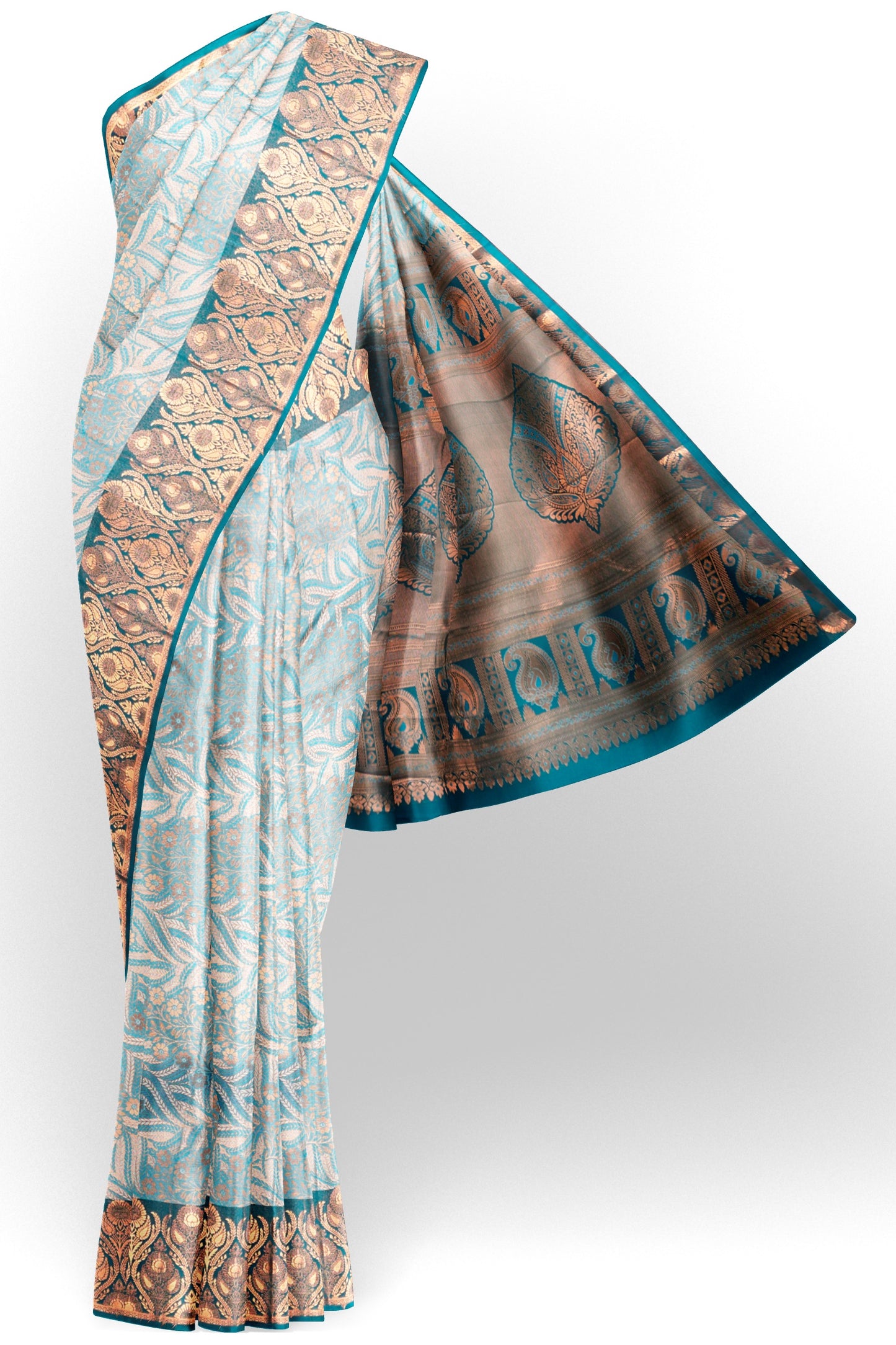 Sky Blue Semi Silk Rich Jacquard Zari Border Pallu Saree