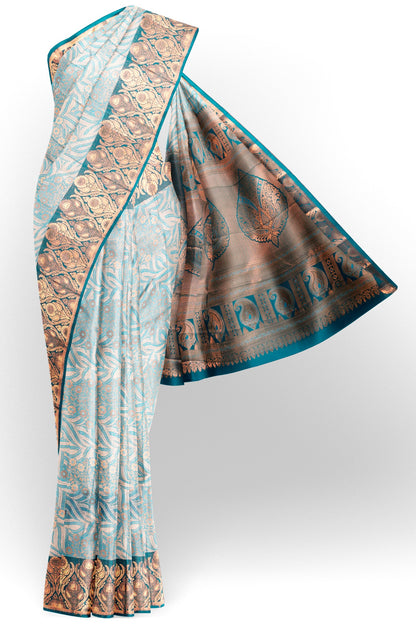 Sky Blue Semi Silk Rich Jacquard Zari Border Pallu Saree