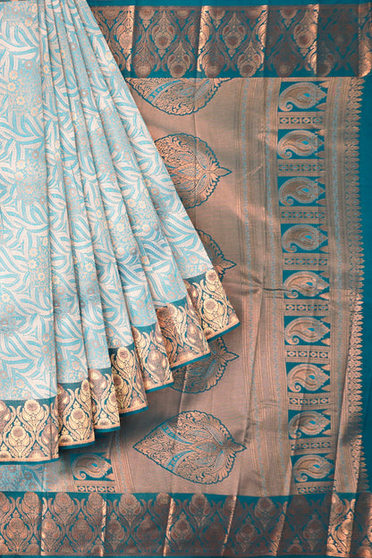 Sky Blue Semi Silk Rich Jacquard Zari Border Pallu Saree
