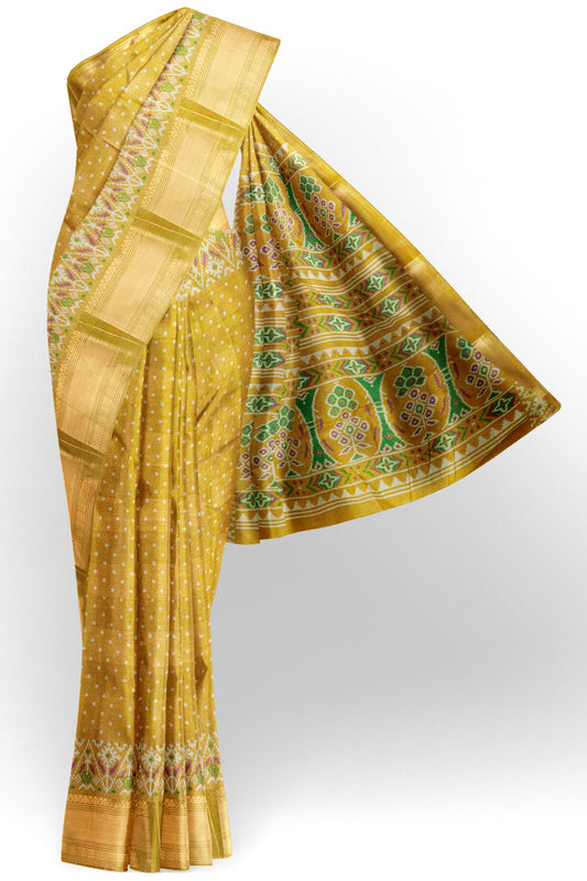 Mustard Yellow Polka Prints Fancy Cotton Saree