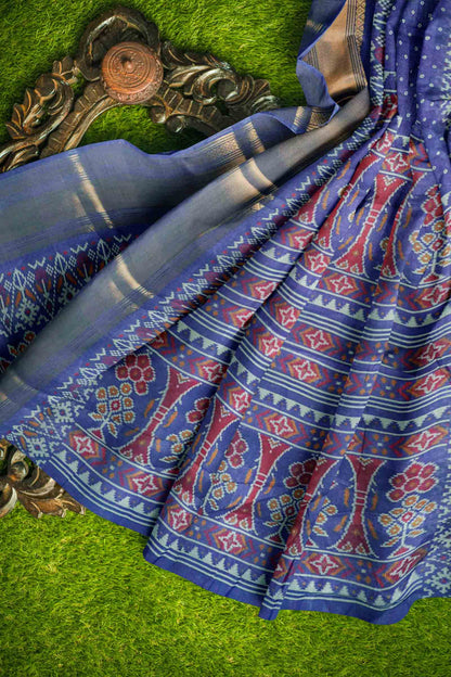Lavendar Self Checks Bandhini Style Prints Fancy Cotton Saree