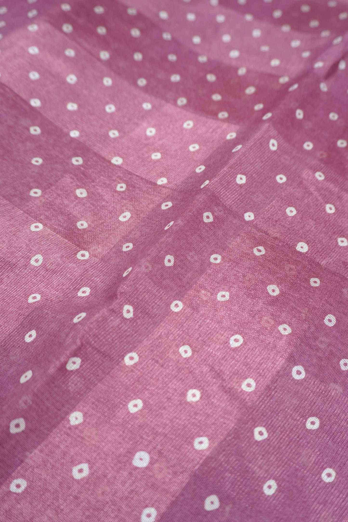 Plum Purple Self Checks Bandhini Style Prints Fancy Cotton Saree