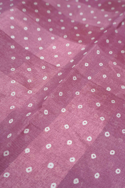 Plum Purple Self Checks Bandhini Style Prints Fancy Cotton Saree
