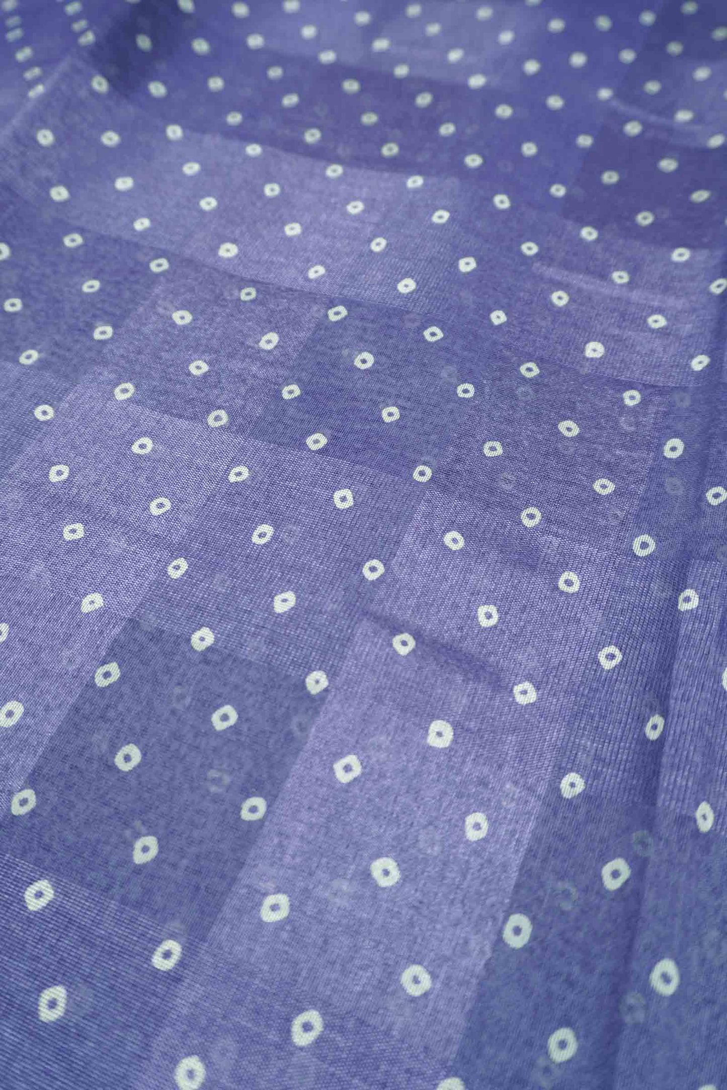 Lavendar Self Checks Bandhini Style Prints Fancy Cotton Saree