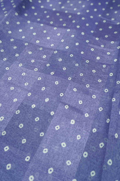 Lavendar Self Checks Bandhini Style Prints Fancy Cotton Saree