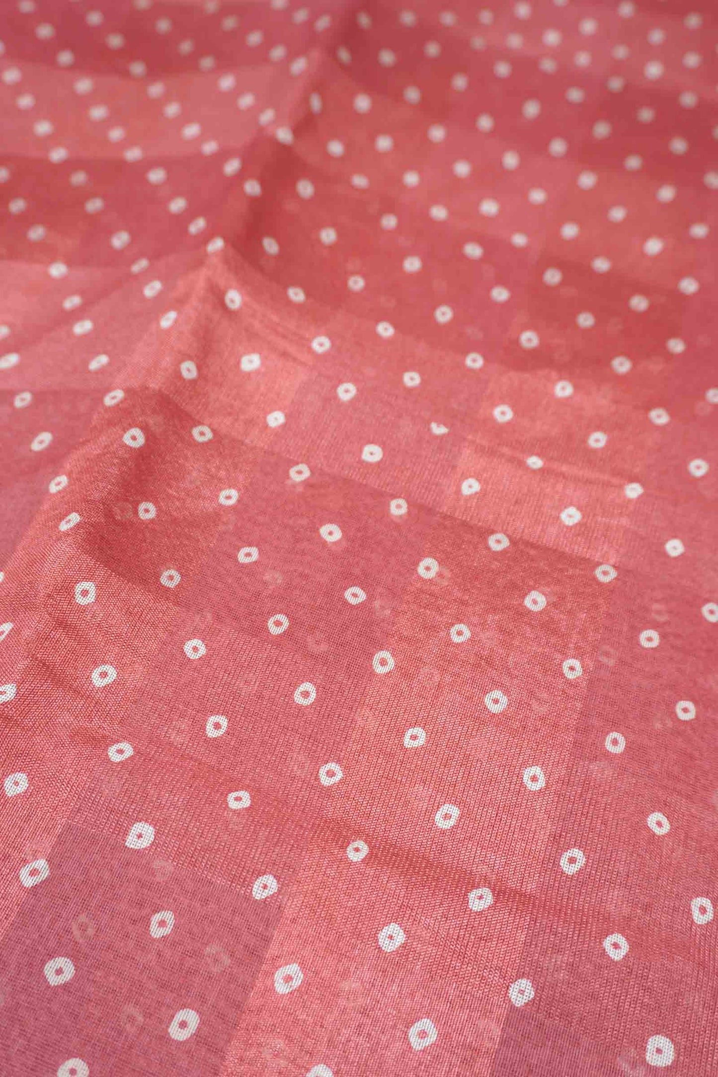 Rose Blush Self Checks Bandhini Style Prints Fancy Cotton Saree