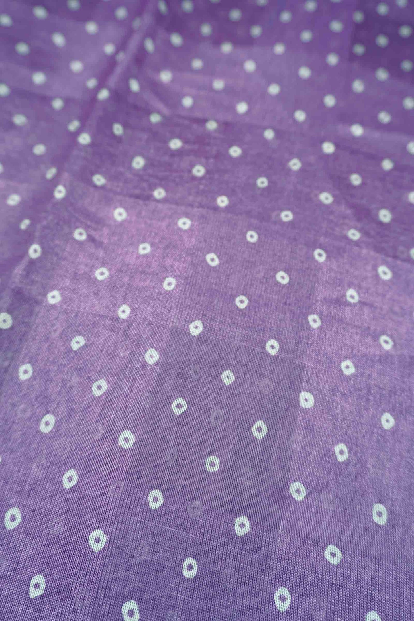 Violet Self Checks Bandhini Style Prints Fancy Cotton Saree