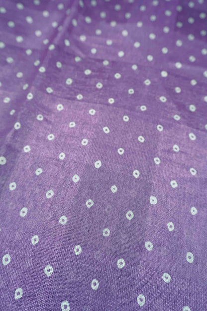 Violet Self Checks Bandhini Style Prints Fancy Cotton Saree