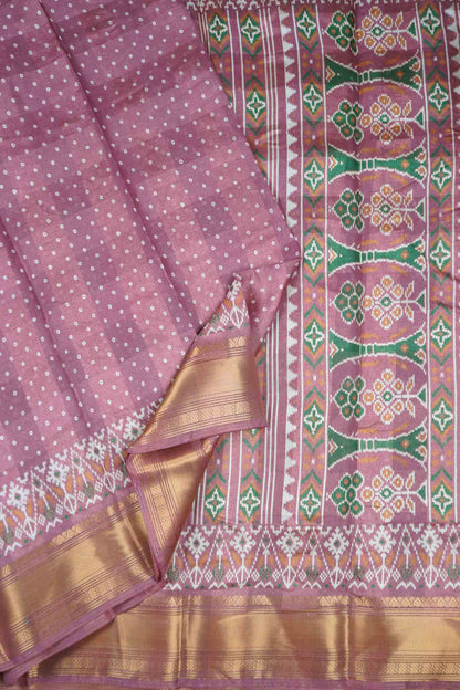 Plum Purple Self Checks Bandhini Style Prints Fancy Cotton Saree