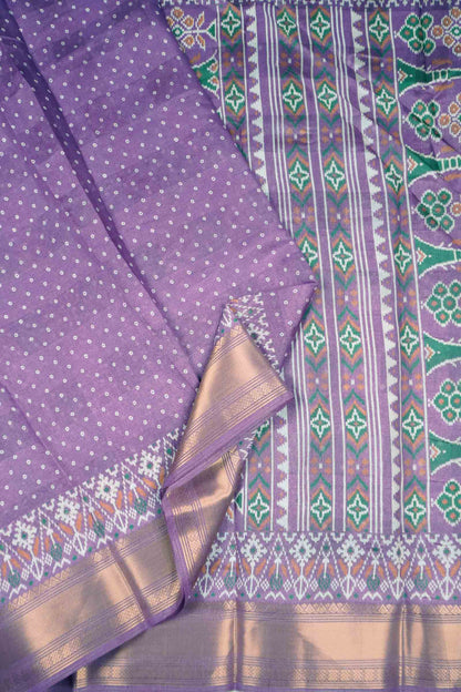 Violet Self Checks Bandhini Style Prints Fancy Cotton Saree