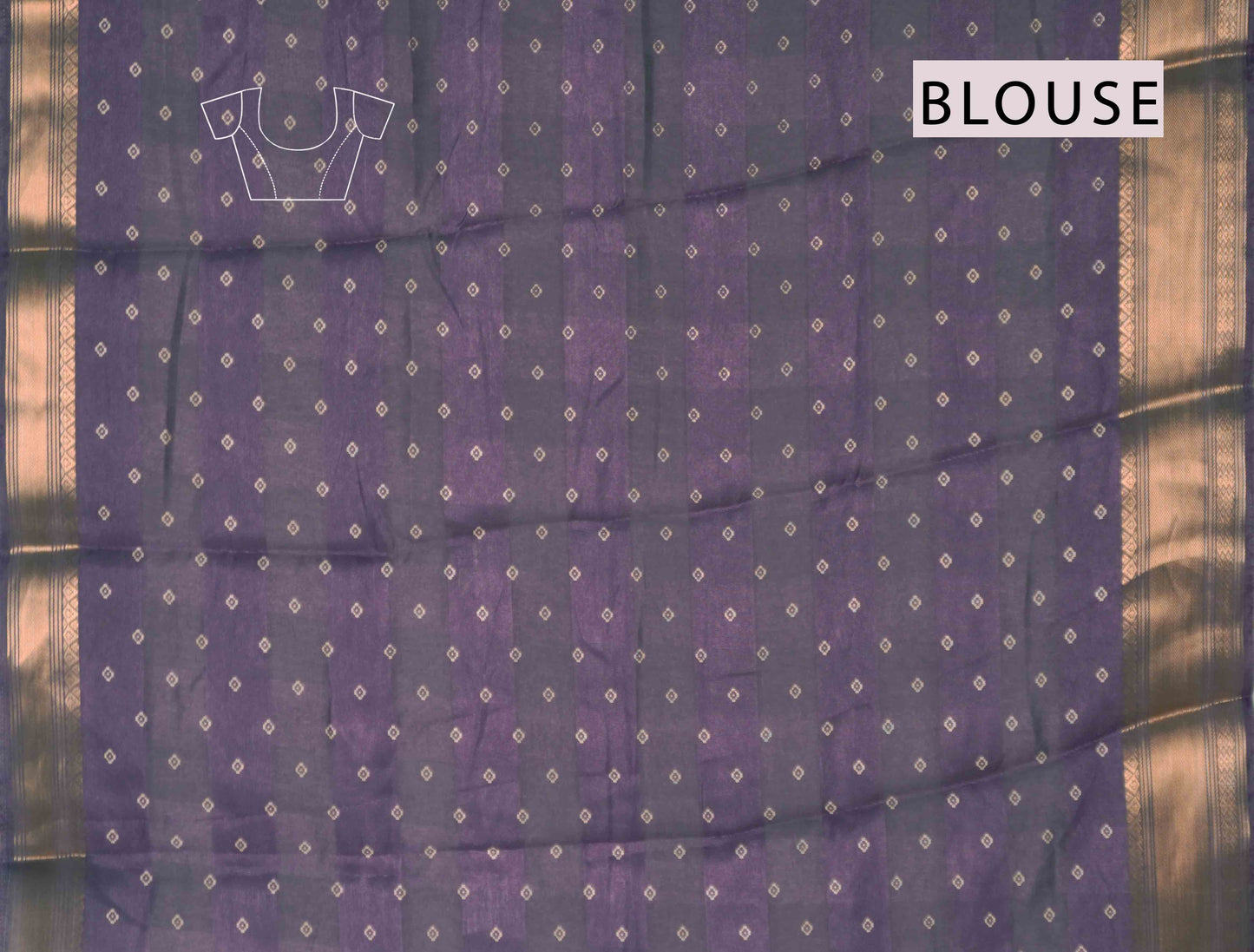 Violet Chirpy Bird Digital Print Zari Border Fancy Cotton Saree