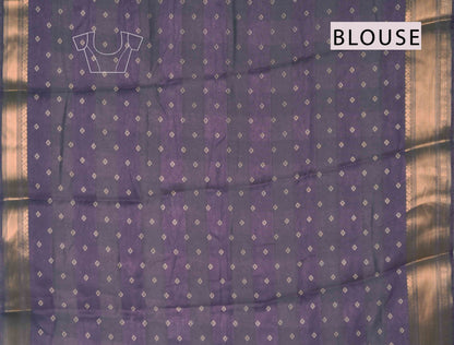 Violet Chirpy Bird Digital Print Zari Border Fancy Cotton Saree