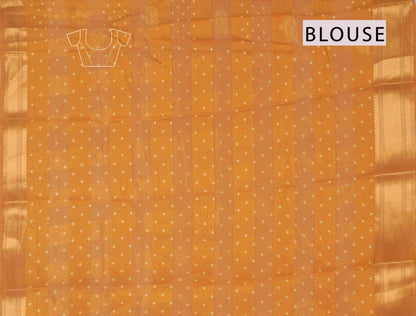 Yellow Self Checks Bandhini Style Prints Fancy Cotton Saree