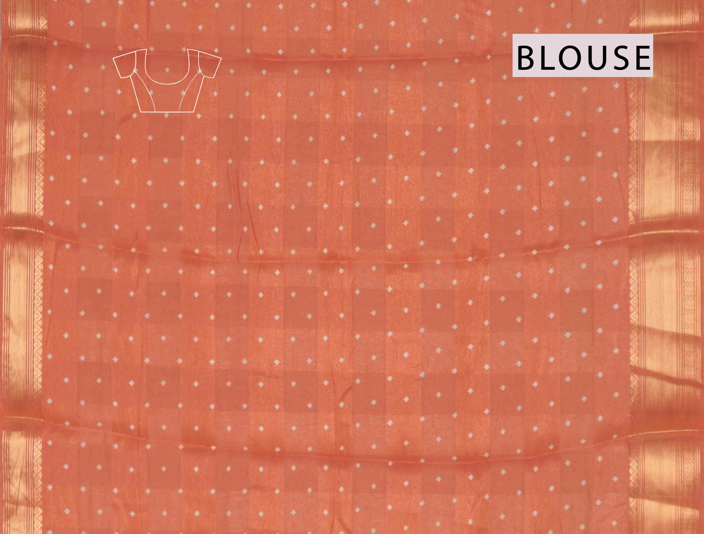 Orange Self Checks Bandhini Style Prints Fancy Cotton Saree