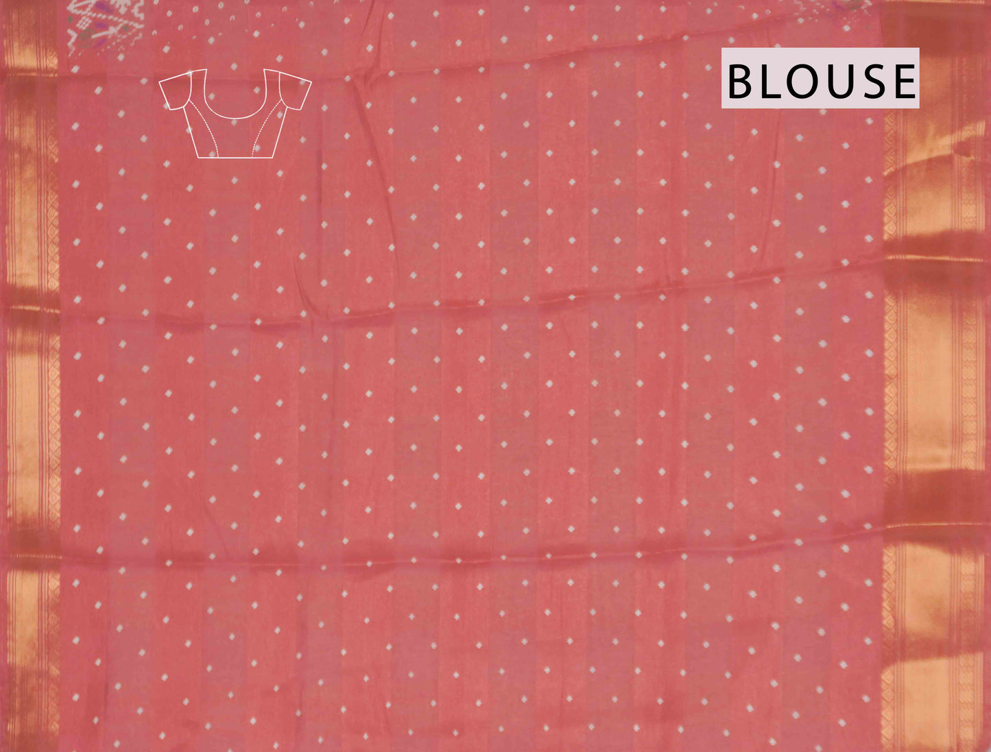 Rose Blush Self Checks Bandhini Style Prints Fancy Cotton Saree