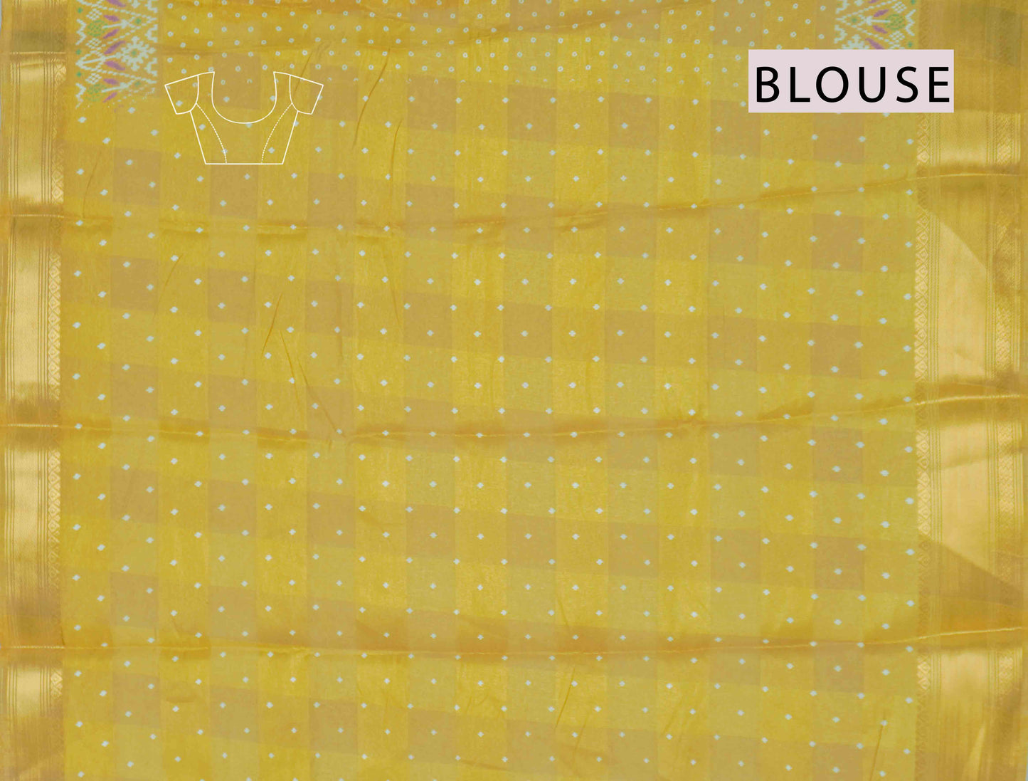 Mustard Yellow Polka Prints Fancy Cotton Saree
