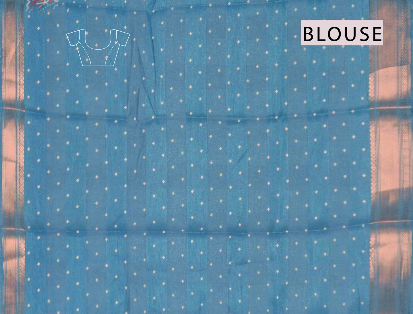 Blue Self Checks Bandhini Style Prints Fancy Cotton Saree