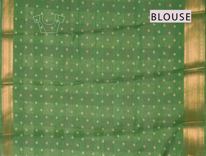 Green Chirpy Bird Digital Print Zari Border Fancy Cotton Saree