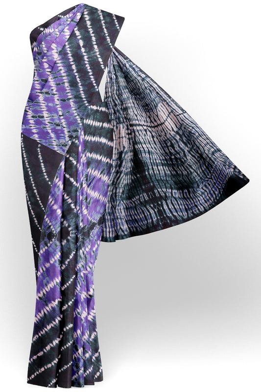 Violet Shibori Style Printed Jaipur Cotton Saree