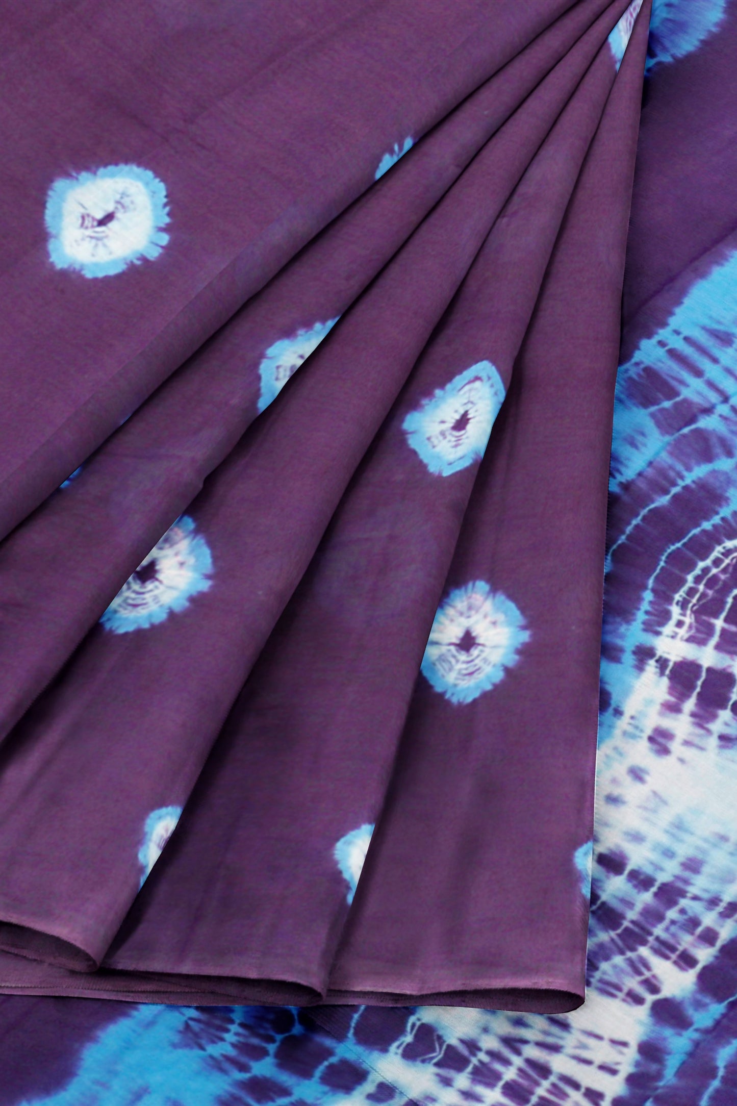Purple Shibori Style Printed Jaipur Cotton Saree