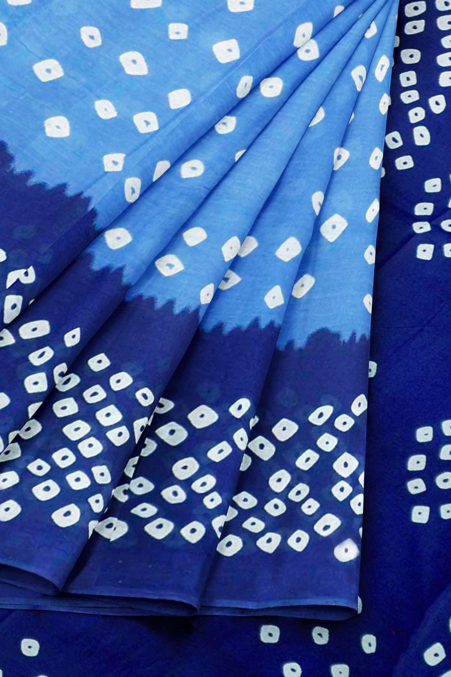 Blue on Blue Jaipur Cotton Shibori Style Cotton Saree