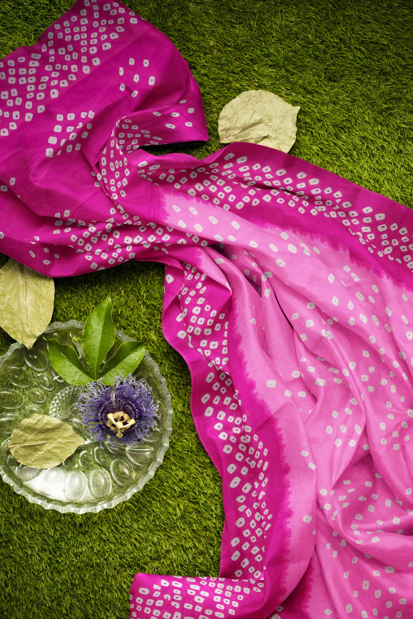 Pink on Pink Shibori Printed Jaipur Cotton Saree
