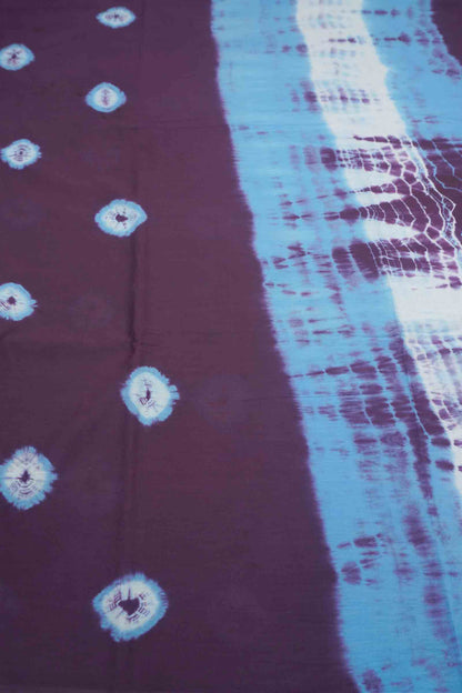 Purple Shibori Style Printed Jaipur Cotton Saree