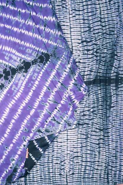 Violet Shibori Style Printed Jaipur Cotton Saree