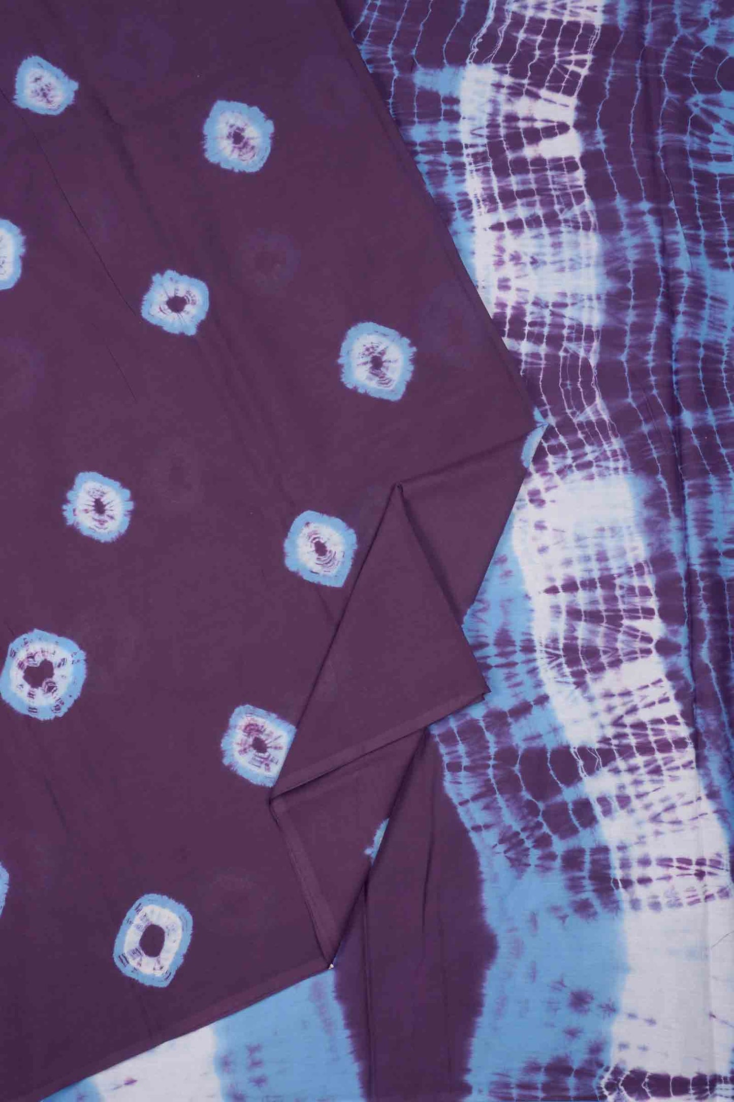 Purple Shibori Style Printed Jaipur Cotton Saree