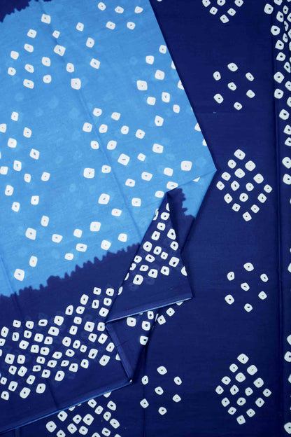 Blue on Blue Jaipur Cotton Shibori Style Cotton Saree