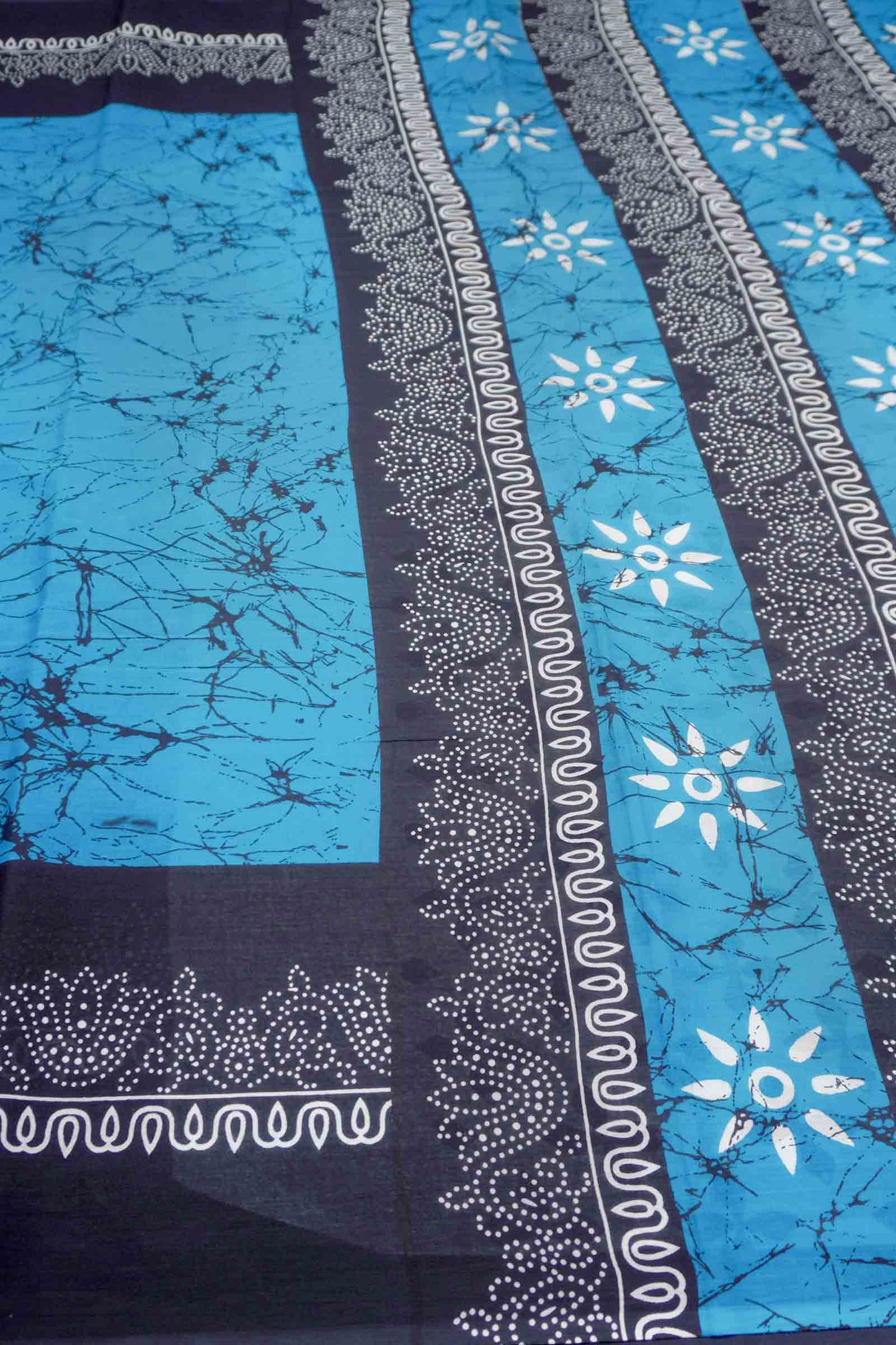 Blue Jaipur Cotton Floral Hand Block Print Saree
