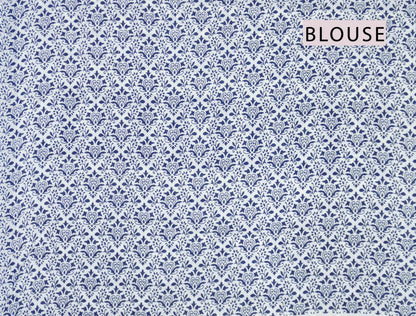 Midnight Blue Floral Print Jaipur Cotton Saree
