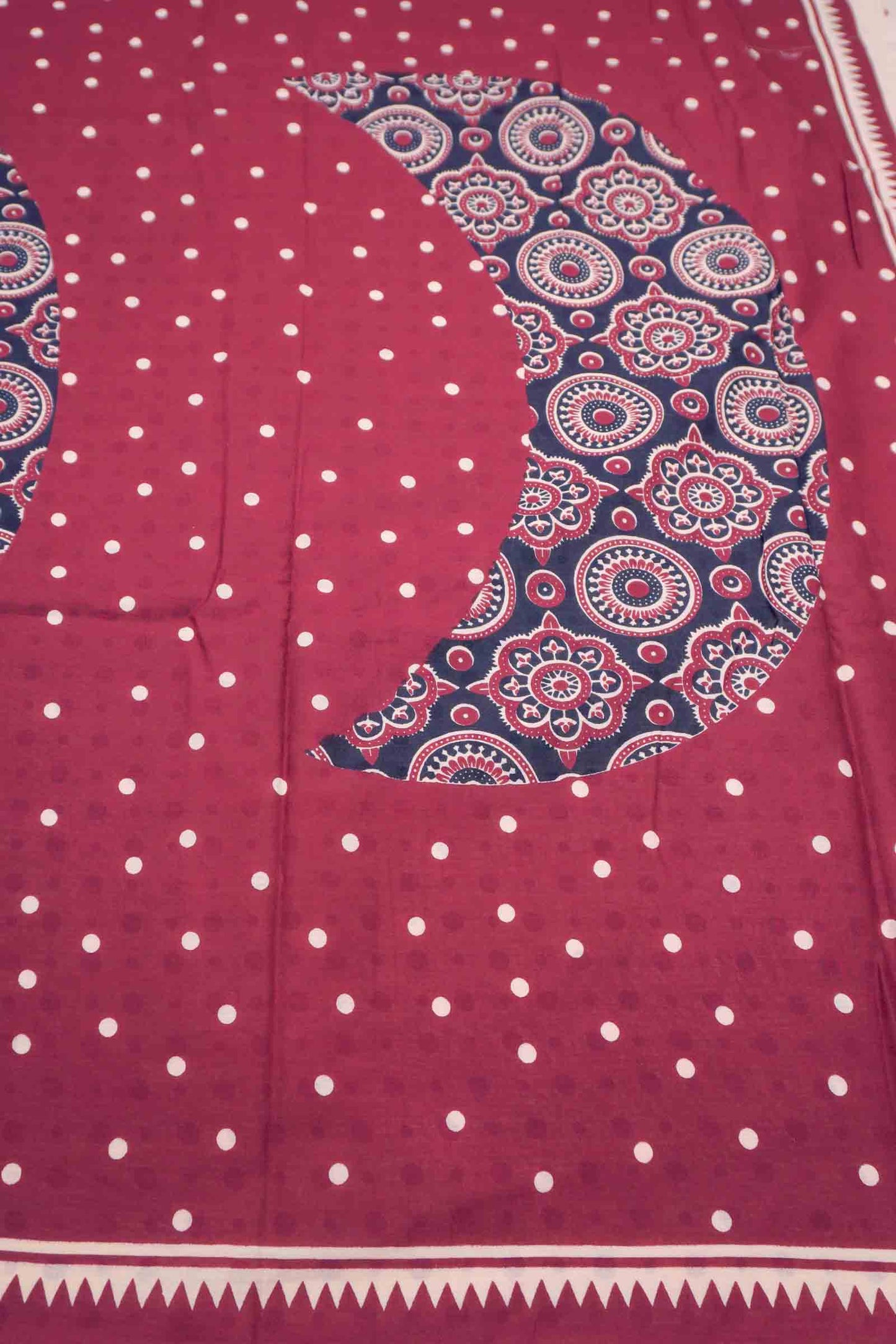 Maroon Jaipur cotton Ajrakh Inspried Prints Saree