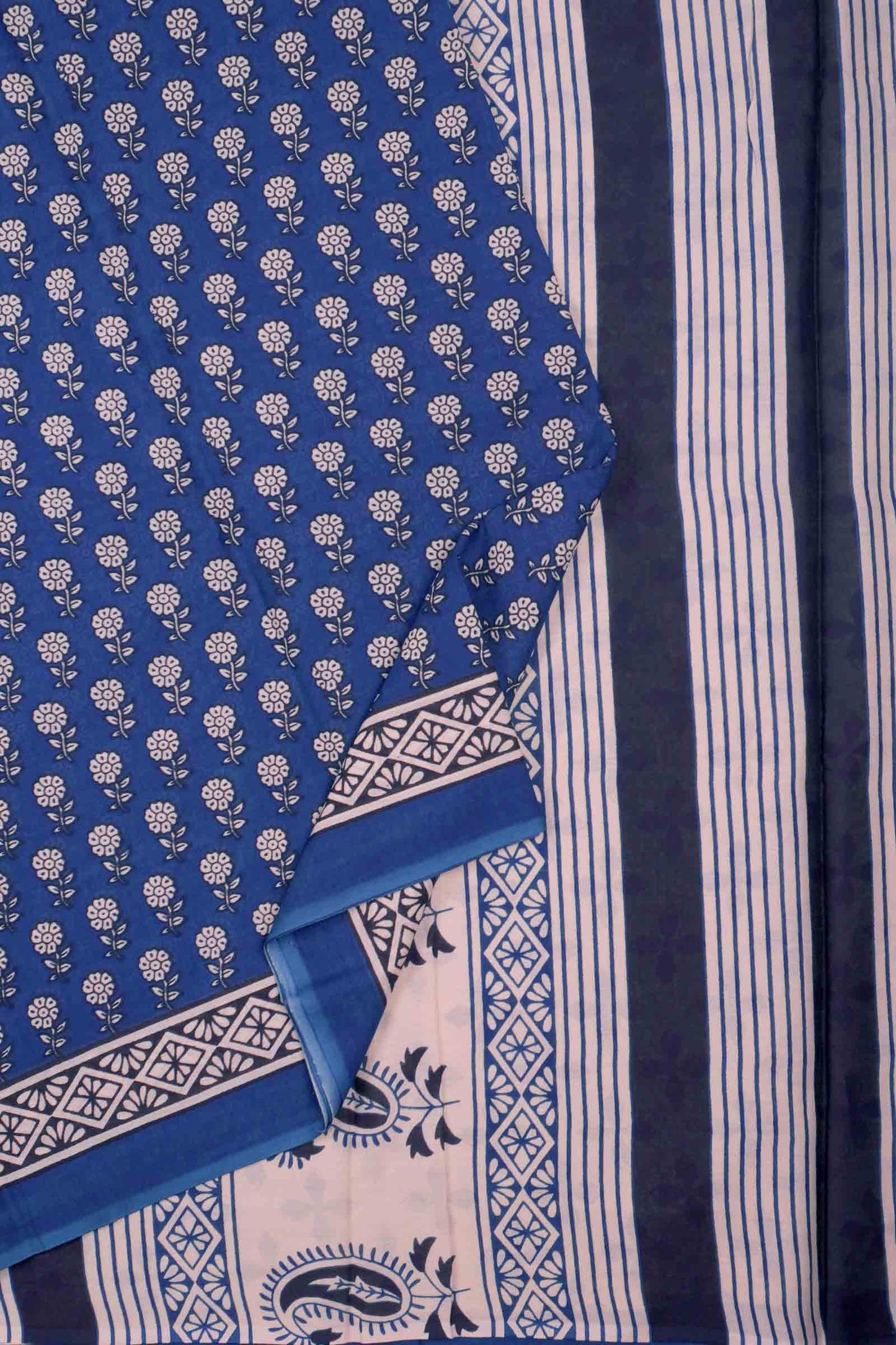 Blue Jaipur Cotton Hand Block Buttas Saree