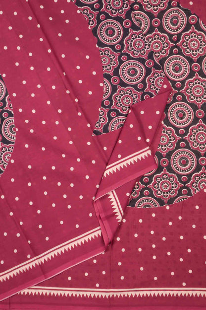 Maroon Jaipur cotton Ajrakh Inspried Prints Saree