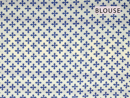 Blue Jaipur Cotton Hand Block Buttas Saree