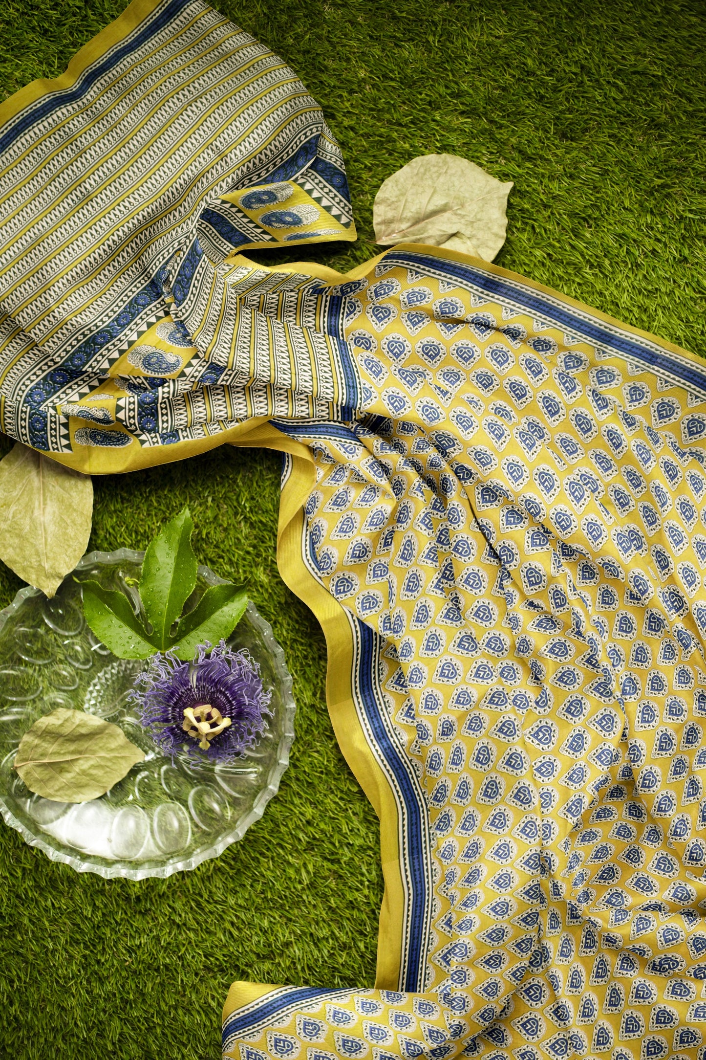 Mustard Yellow Jaipur Cotton Floral Hand Block Prints Saree
