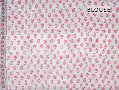 Berru Red Jaipur Cotton Royal Cow Hand Block Print Saree