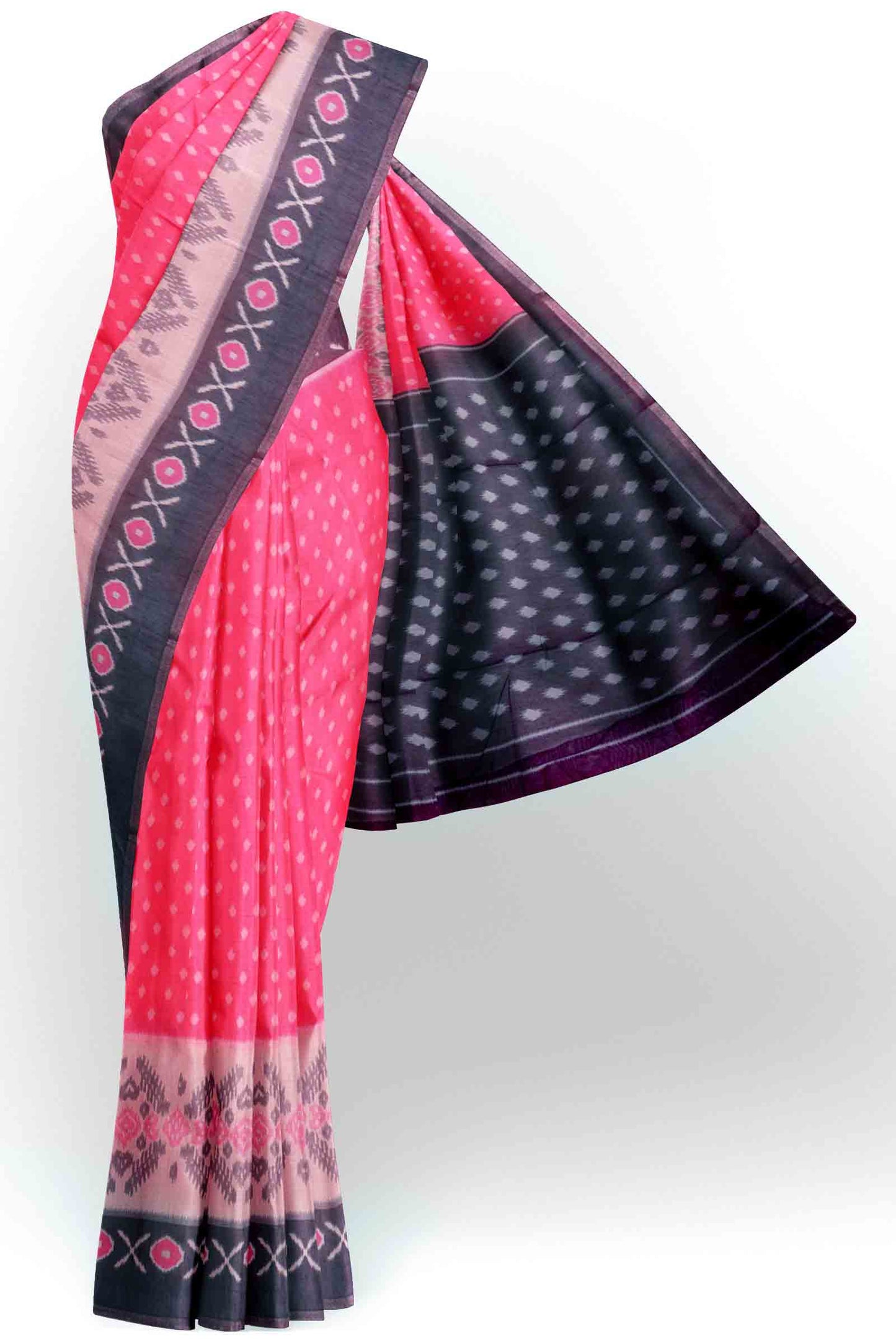Hot Pink Digital Printed Fancy Cotton Saree