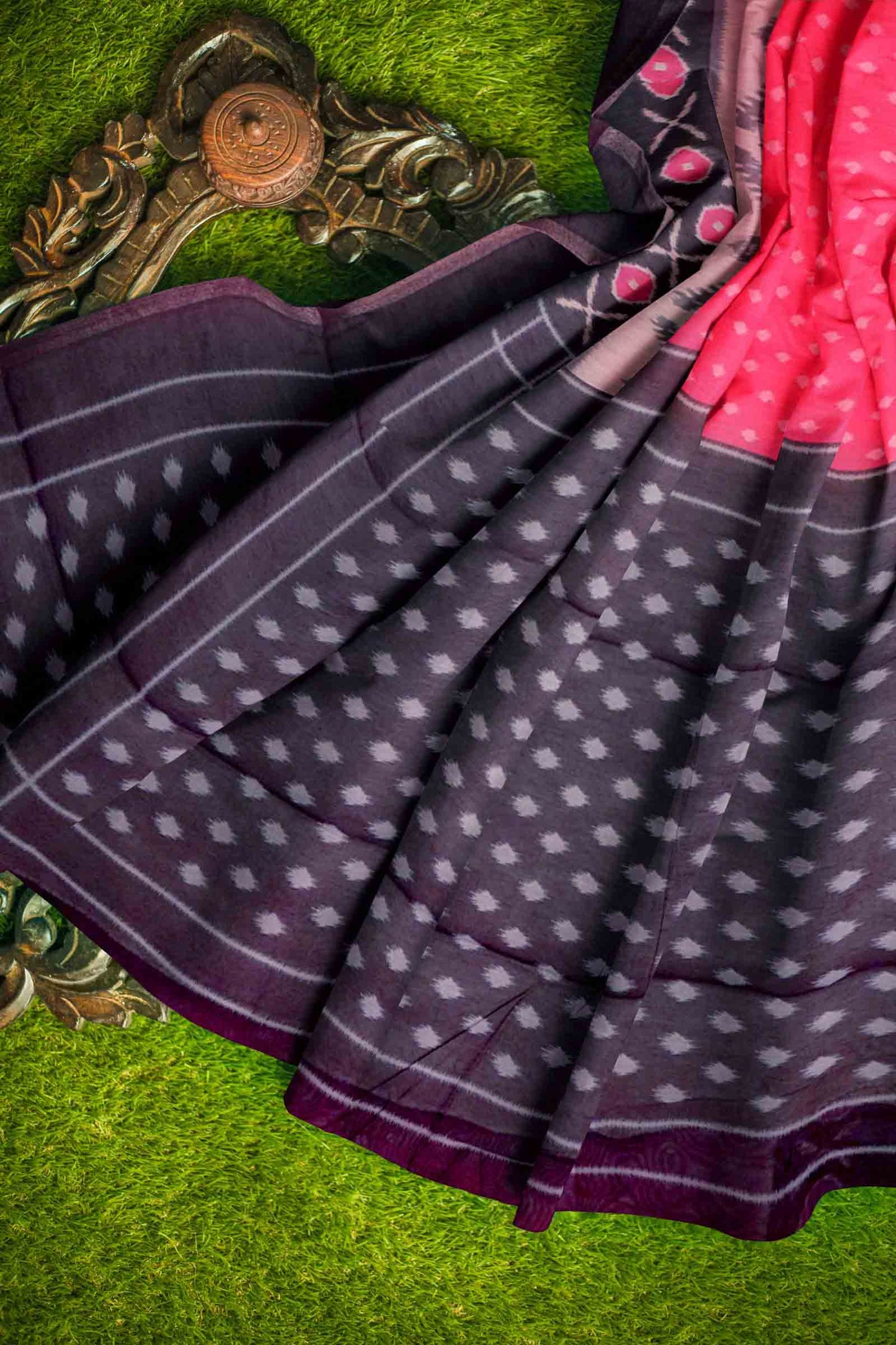 Hot Pink Digital Printed Fancy Cotton Saree